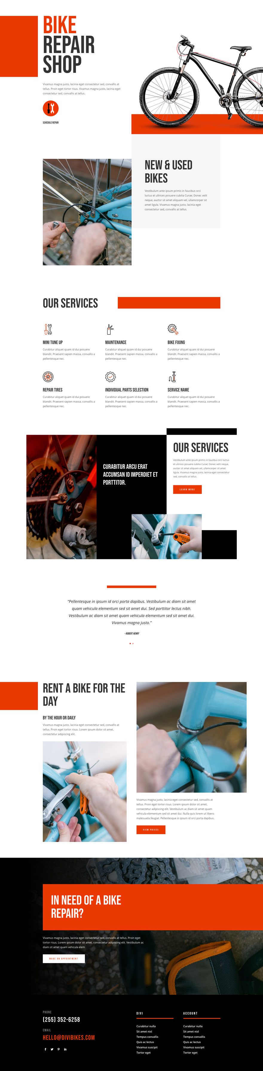 divi bike repair layout pack