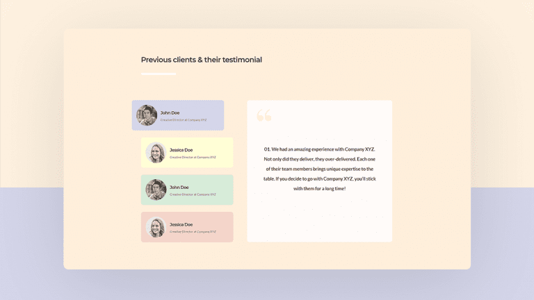 testimonial tabs
