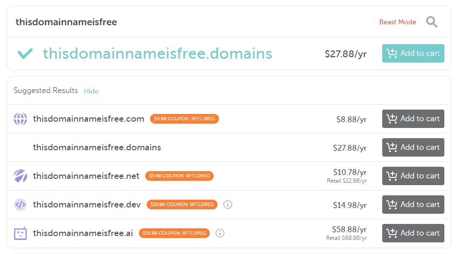 Registering a domain name.