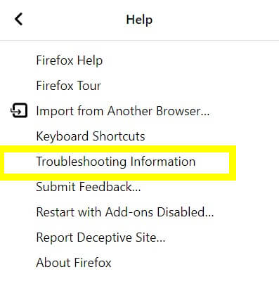 The Firefox Help menu.