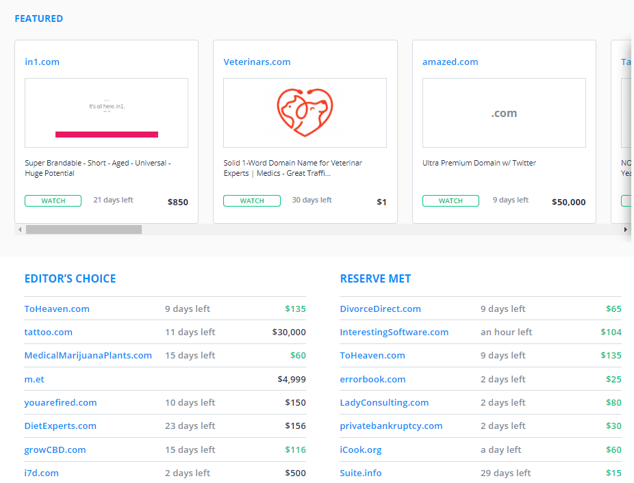 Browsing Available Domains On Flippa.