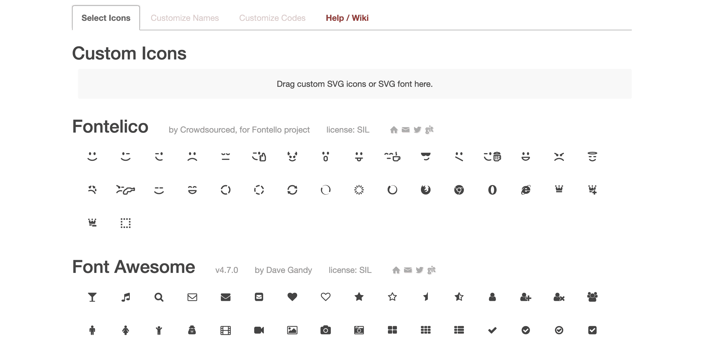The Fontello icon font generator.