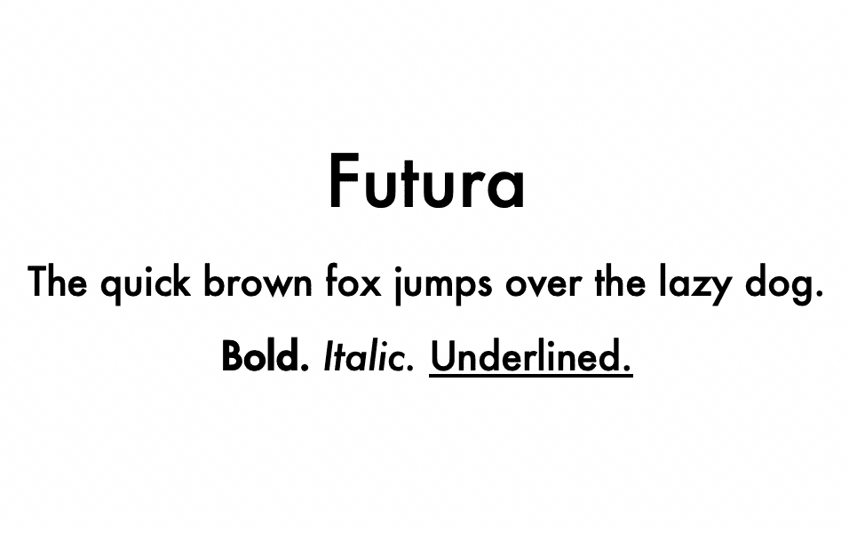An example of the Futura font.