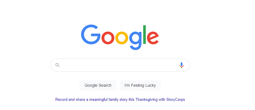 Page d'accueil de Google.