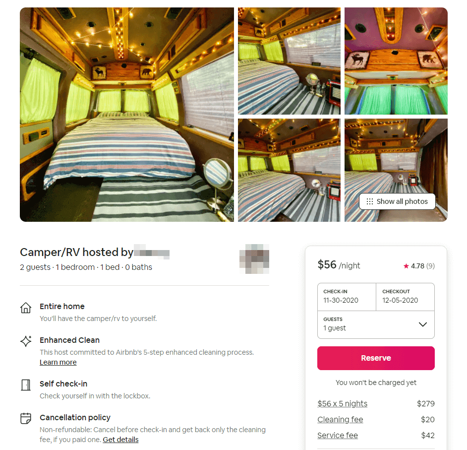 An example of an Airbnb listing