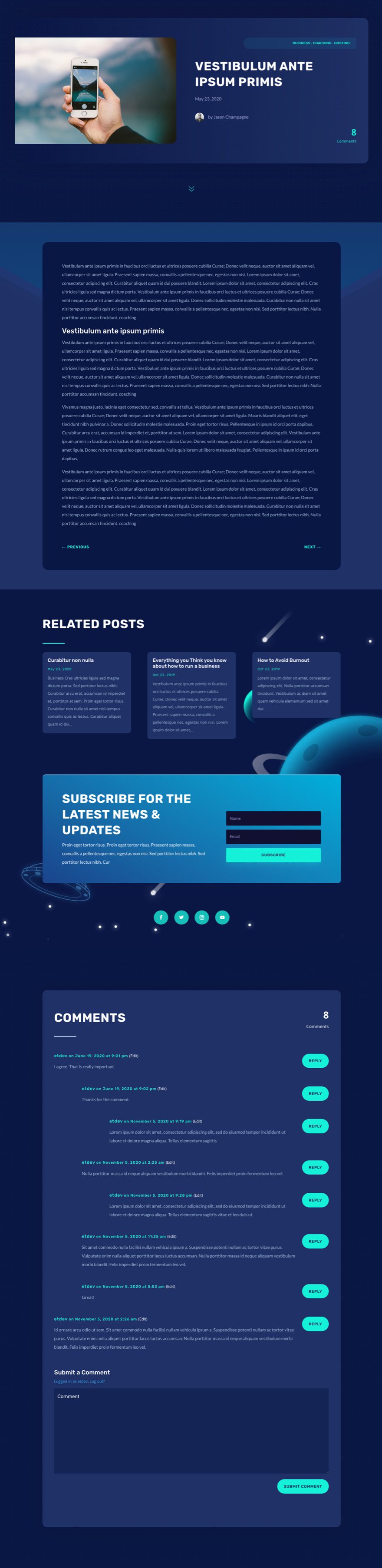 blog post template for Divi's Video Game Layout Pack