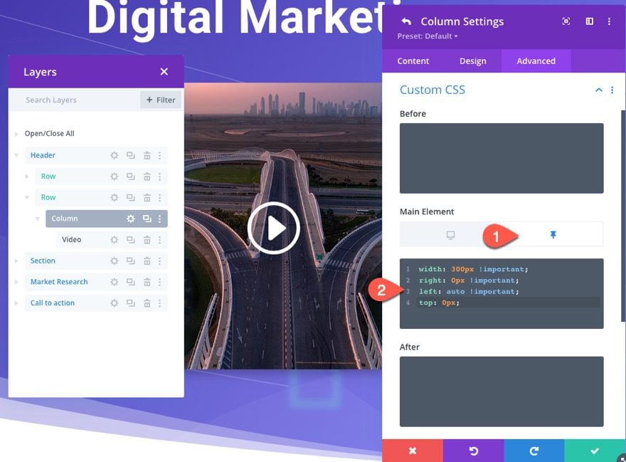 divi sticky promo video with toggle