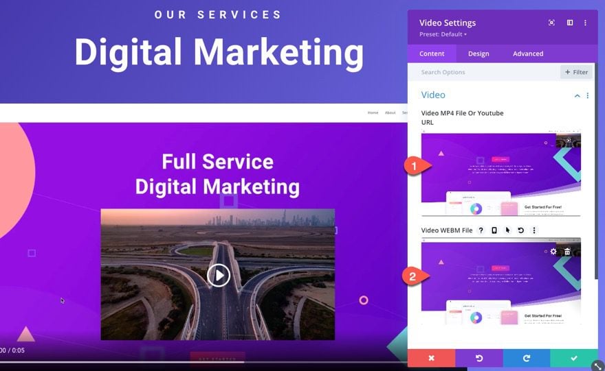 divi sticky promo video with toggle