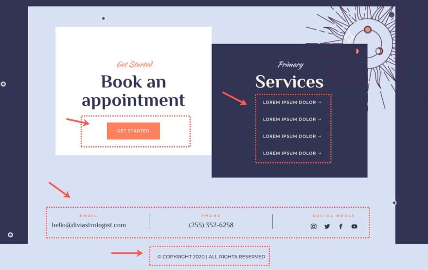 divi astrologer header and footer template