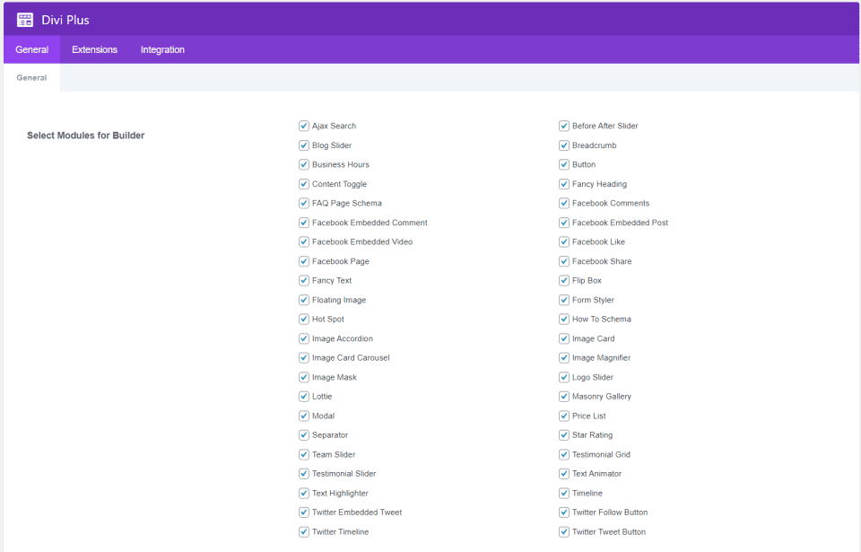 Divi Plus Settings