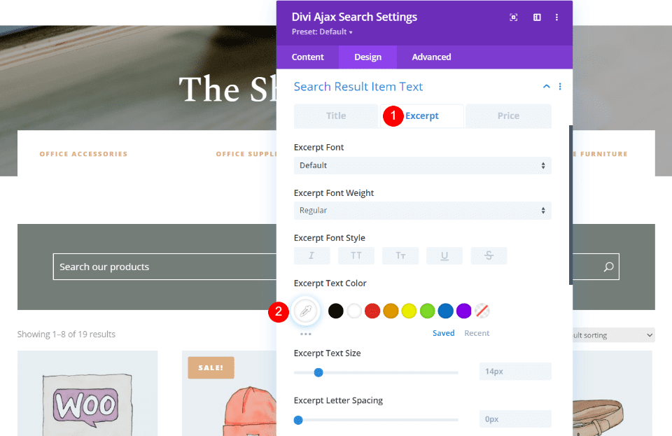 Styling the results field