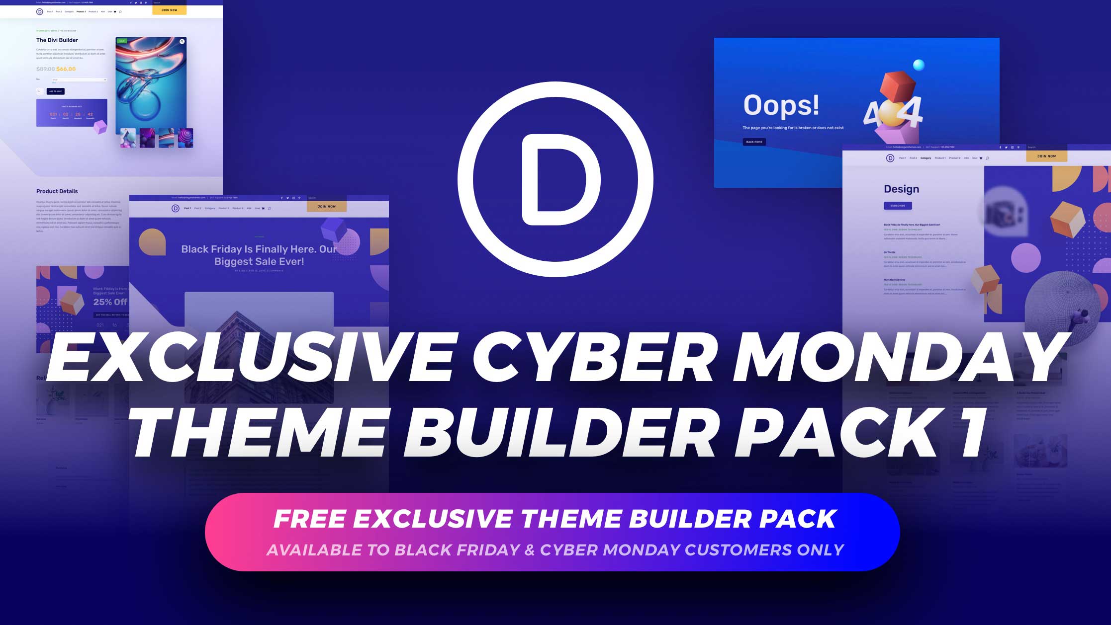 Get the Exclusive FREE Cyber Monday Theme Builder Pack #1