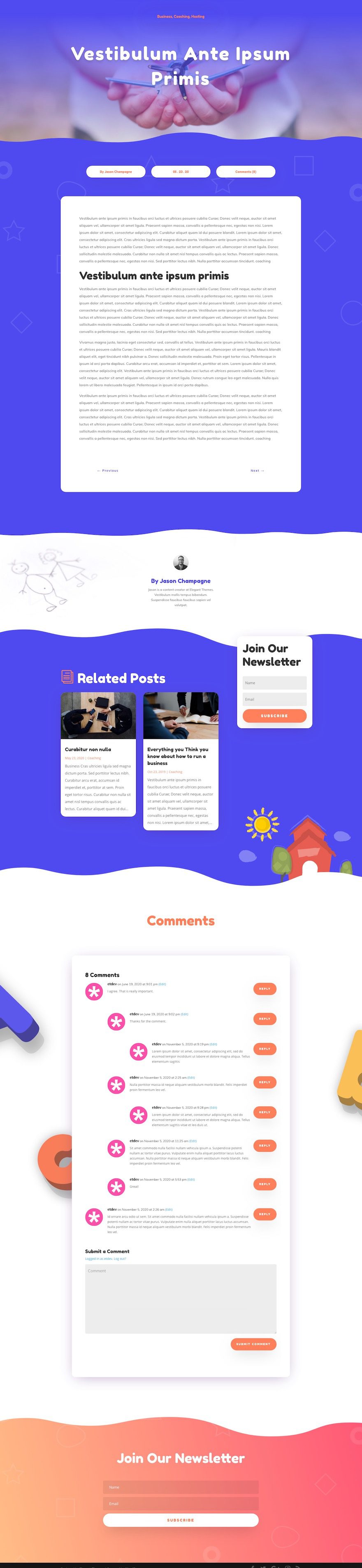 divi Daycare blog post template