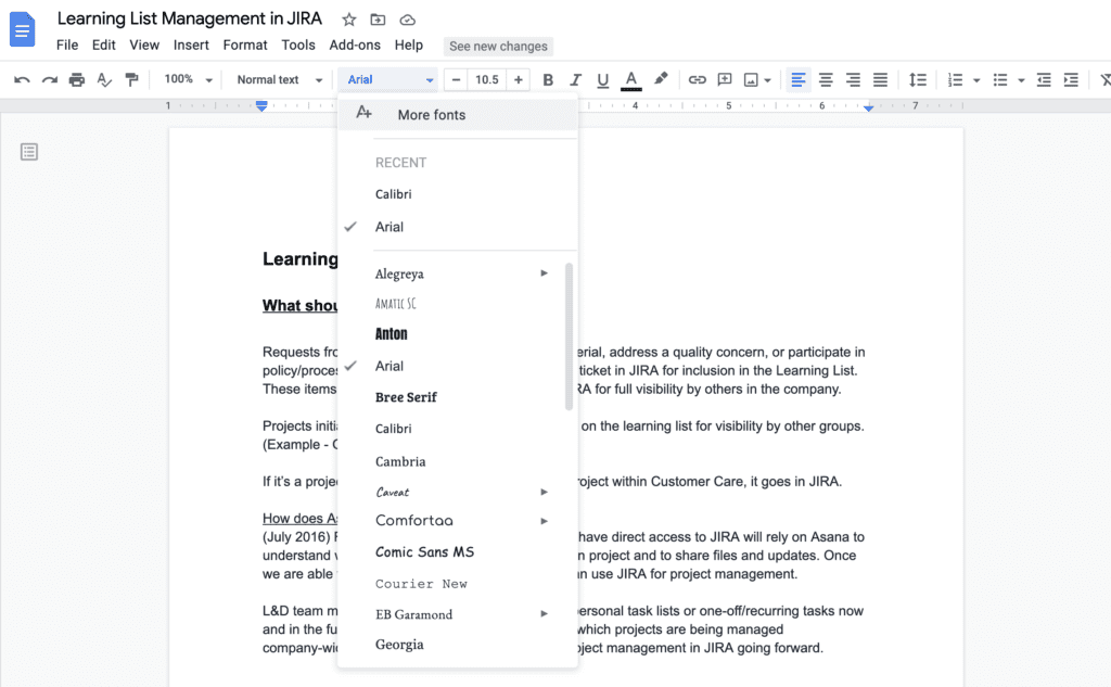 adding fonts in google docs