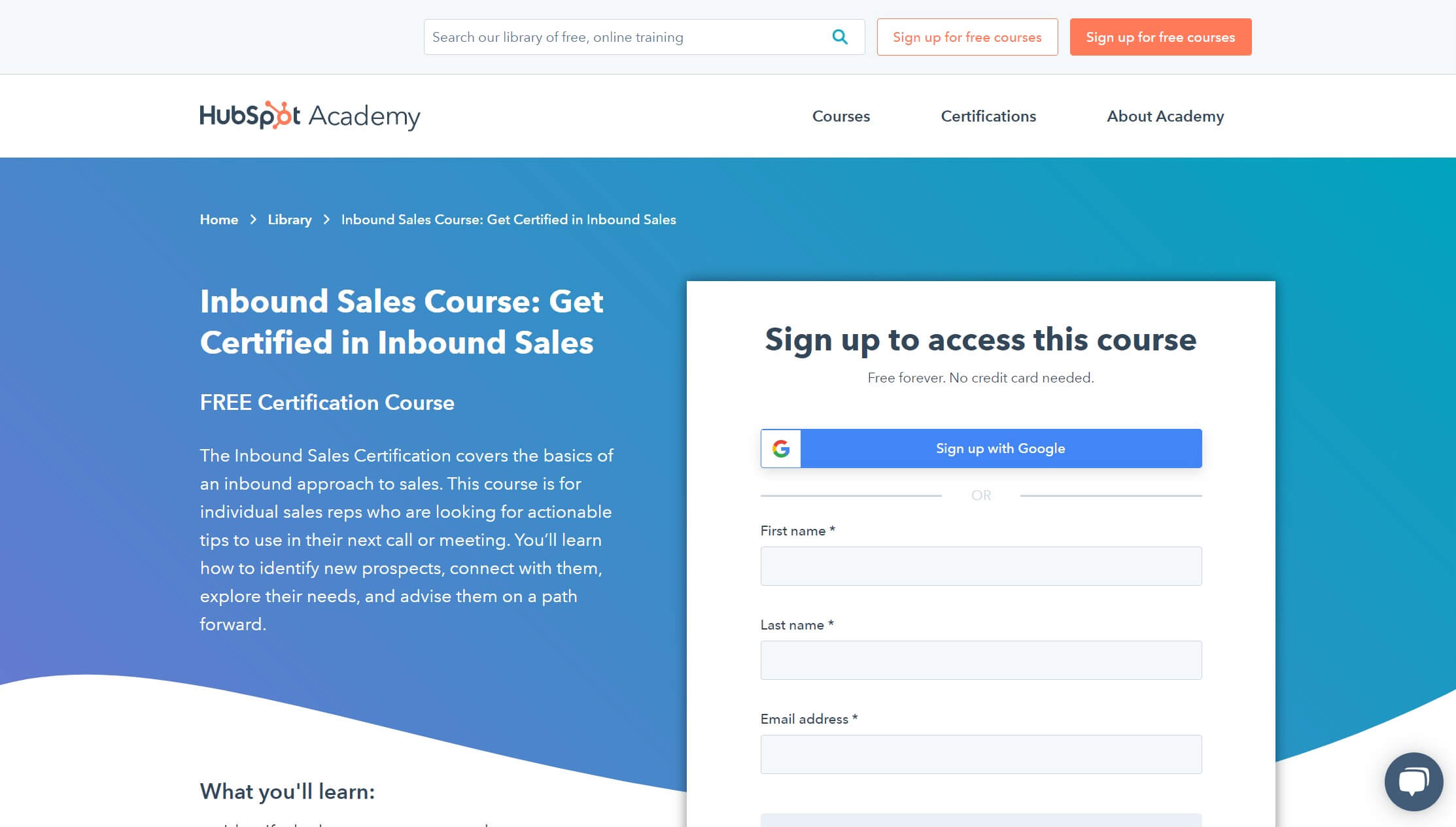 The Inbound Sales online training course.