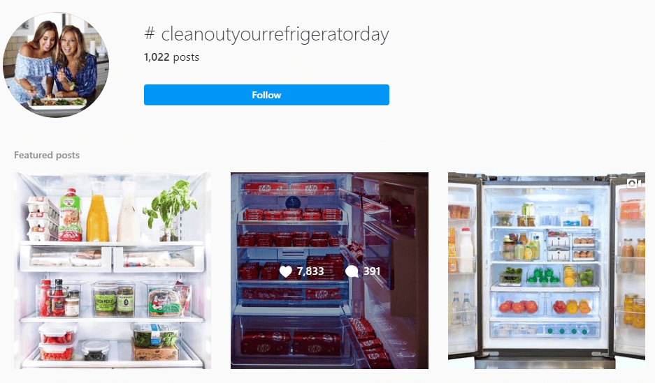 Checking out the Instagram hashtag for clean out your fridge day.