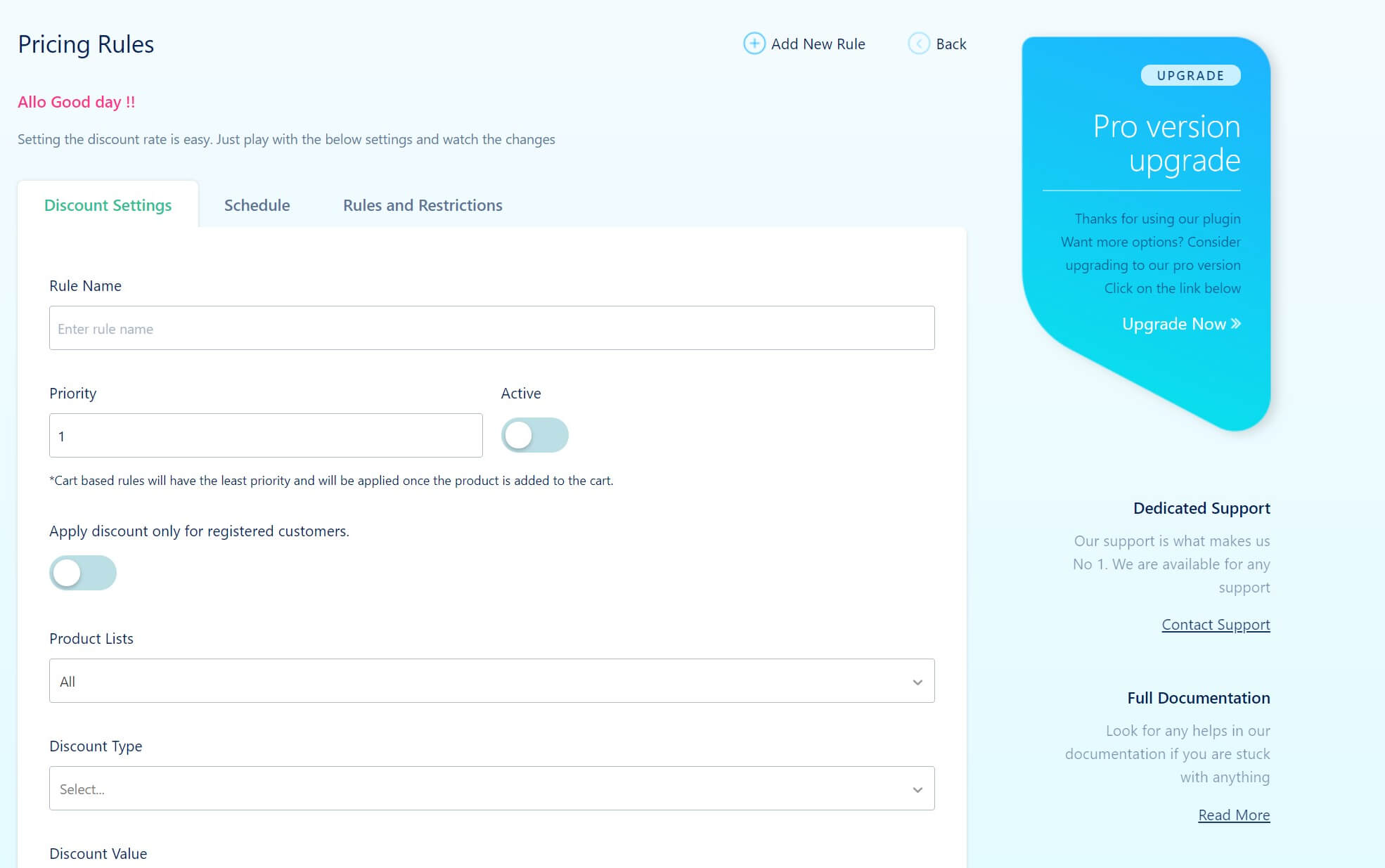 Adding a new WooCommerce dynamic pricing rule.