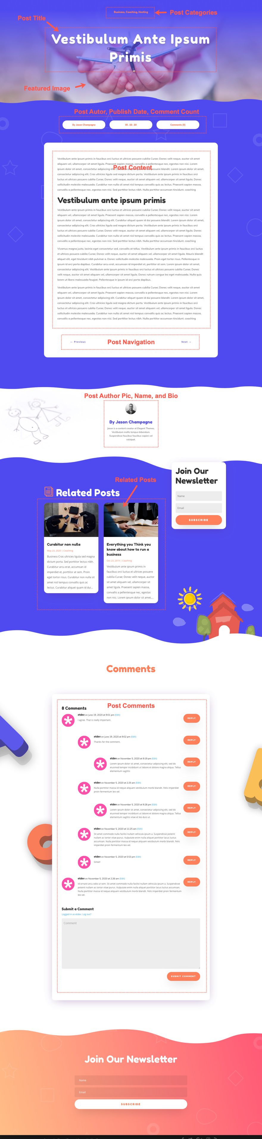 divi Daycare blog post template