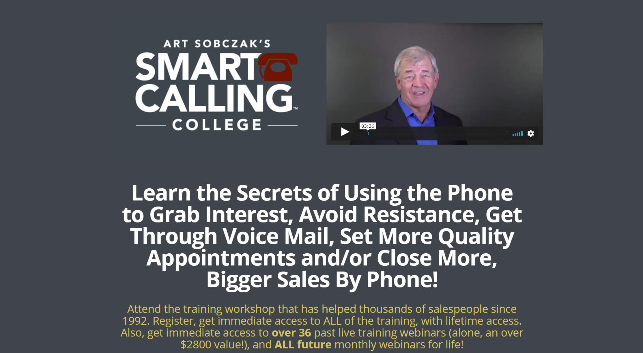 The Smart Calling College online sales training course.