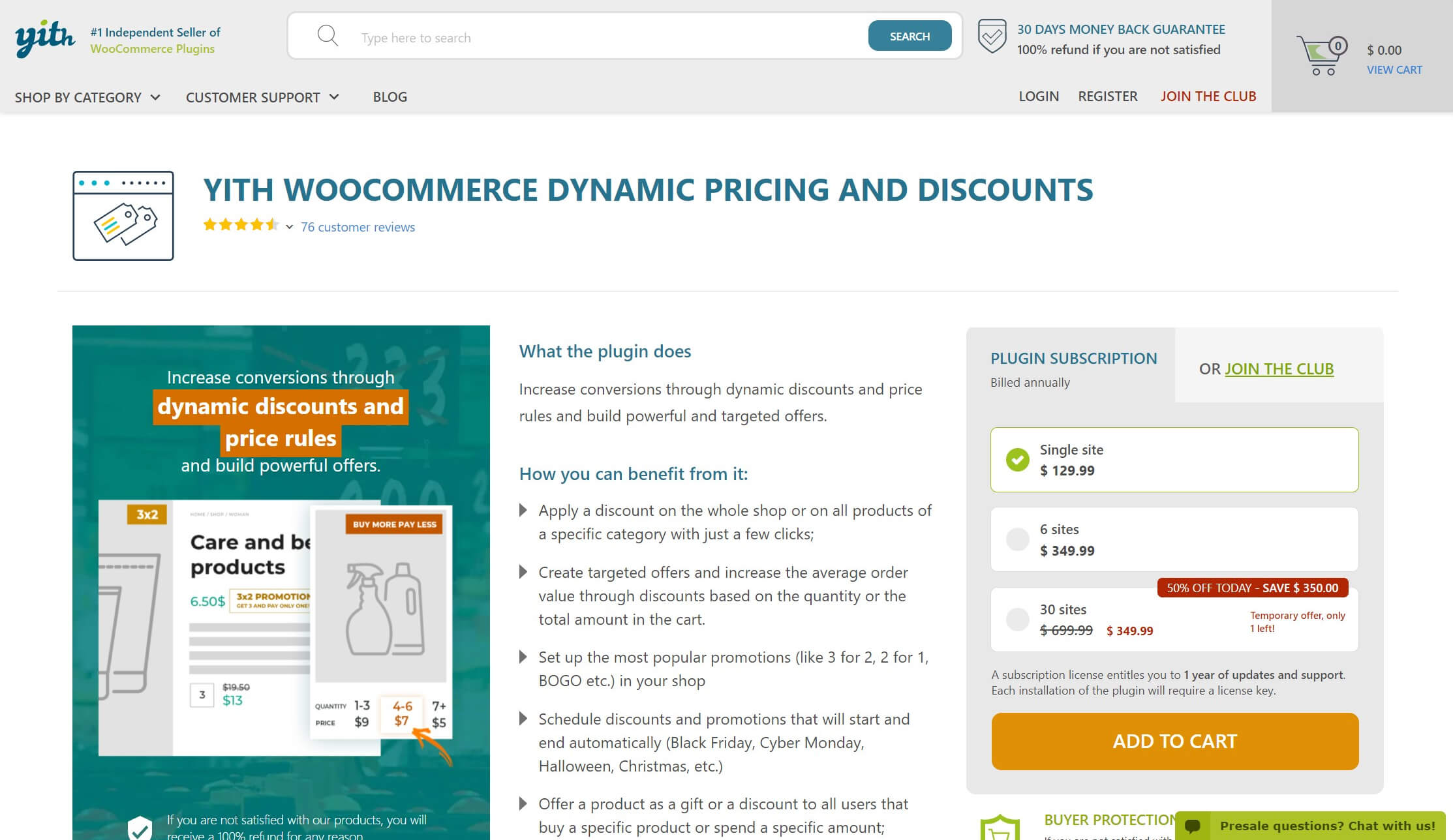 Le plugin YITH WooCommerce Dynamic Pricing and Discounts.