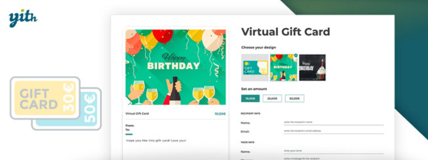The YITH WooCommerce Gift Cards plugin.