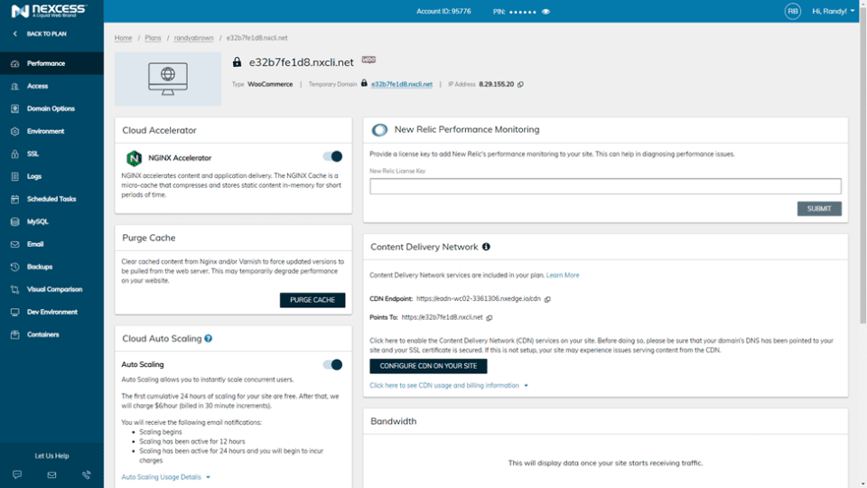 Nexcess Dashboard