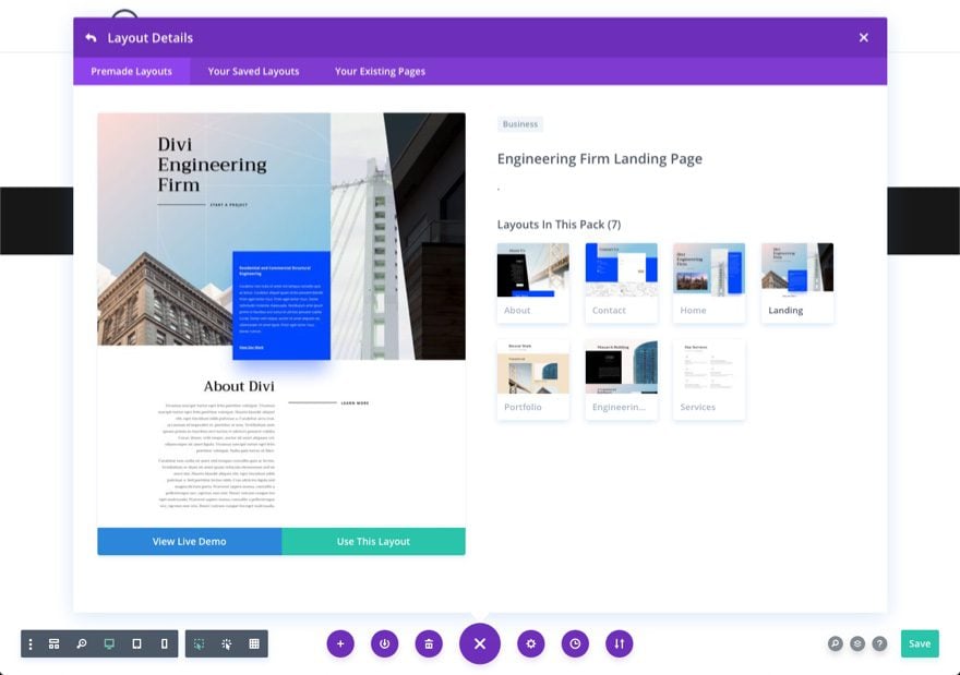 divi engineering firm layout pack
