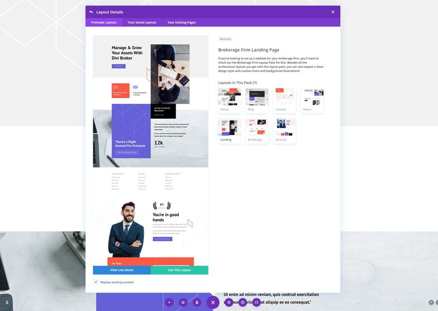 Get a FREE Brokerage Firm Layout Pack for Divi 2