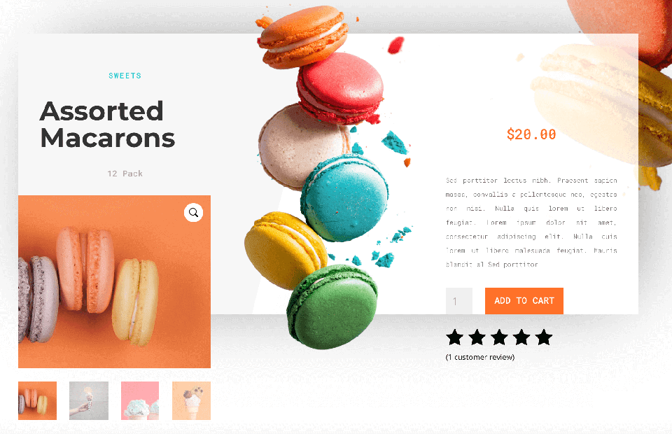 A product page designed in Divi.