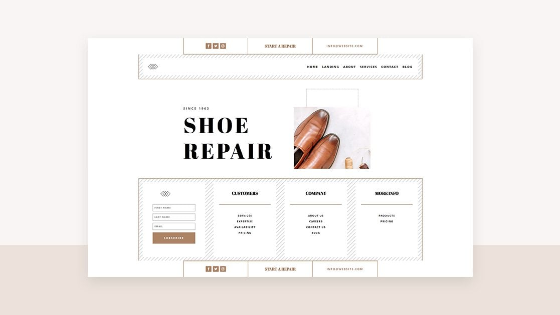 Download a FREE Header & Footer for Divi’s Shoe Repair Layout Pack