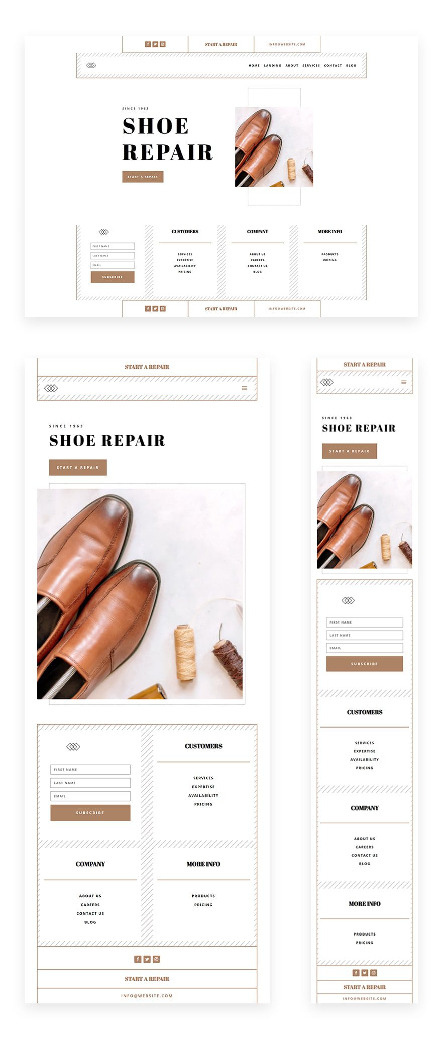 shoe repair header footer