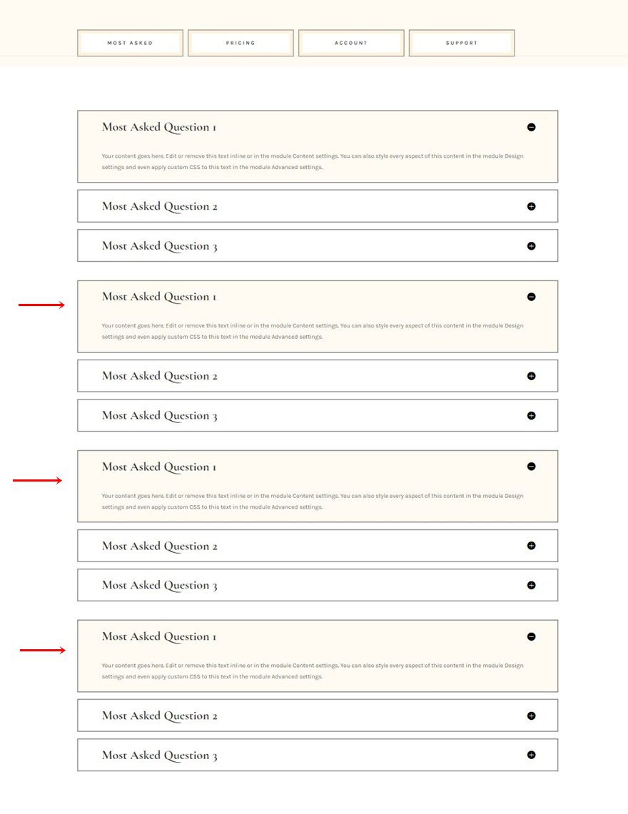 faq tabs