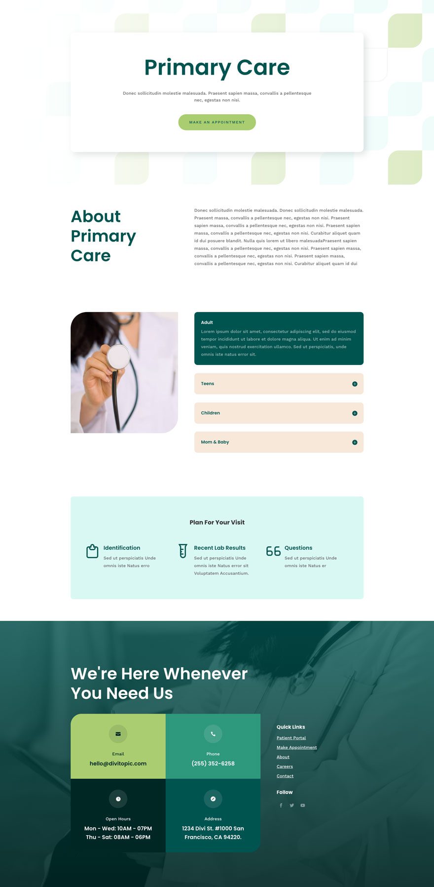 Get a FREE Family Doctor Layout Pack for Divi 7