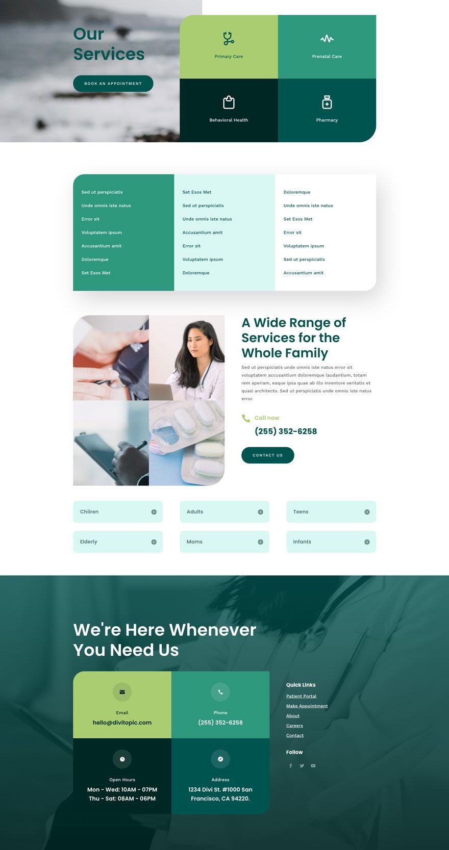 Get a FREE Family Doctor Layout Pack for Divi 6