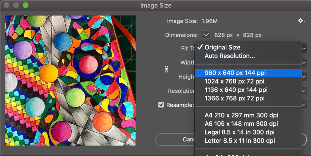 resizing image files in photoshop