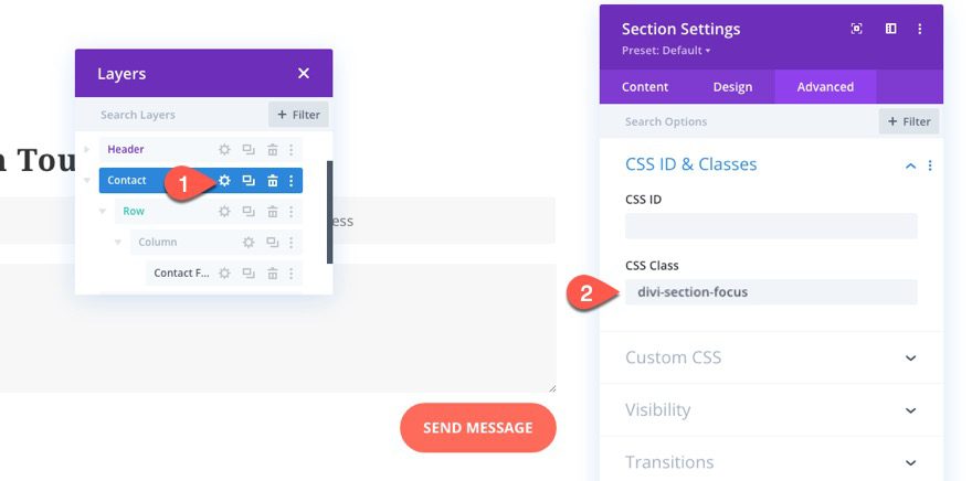 add CSS focus state styling to elements in divi