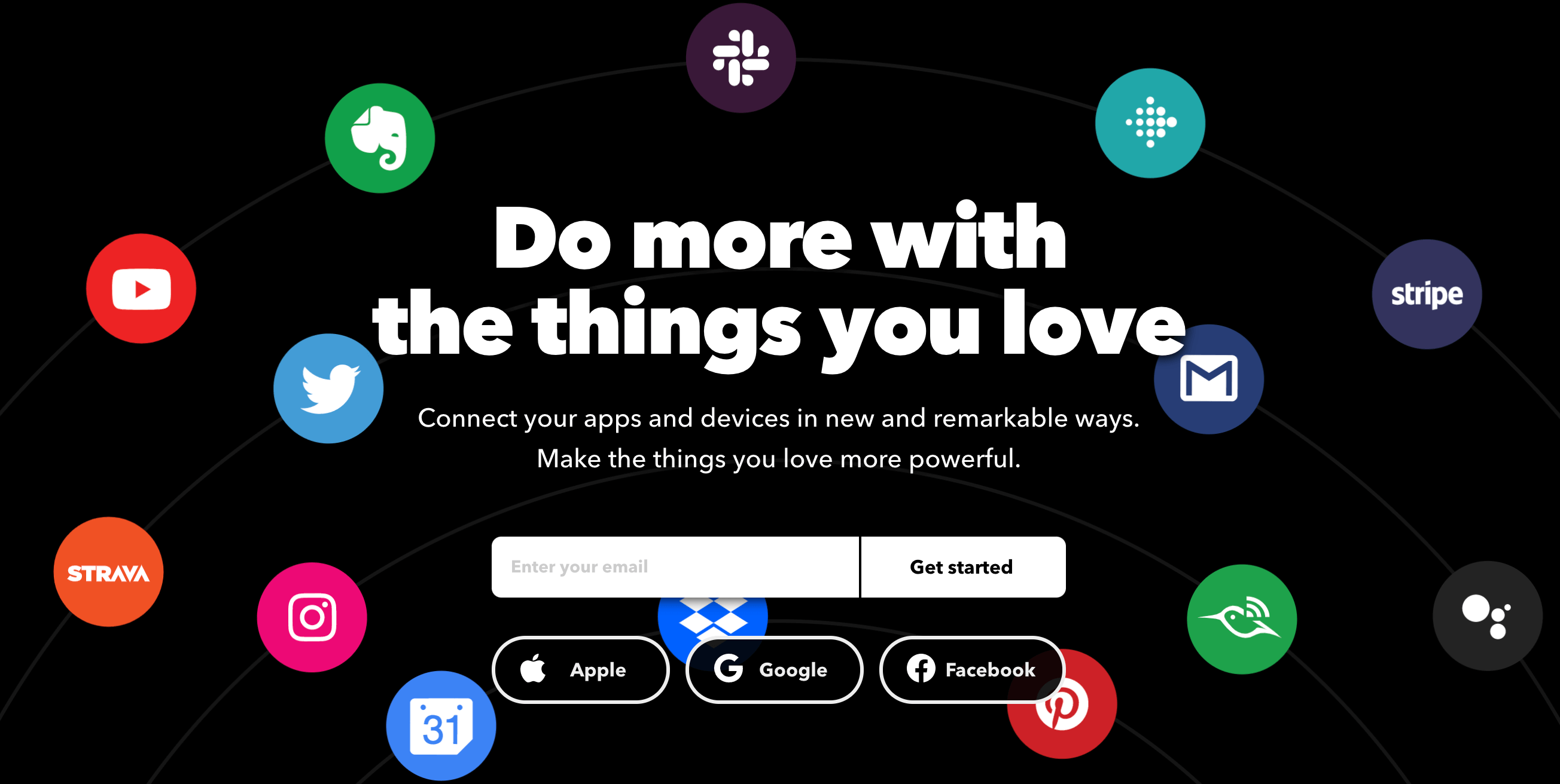 The IFTTT home page.