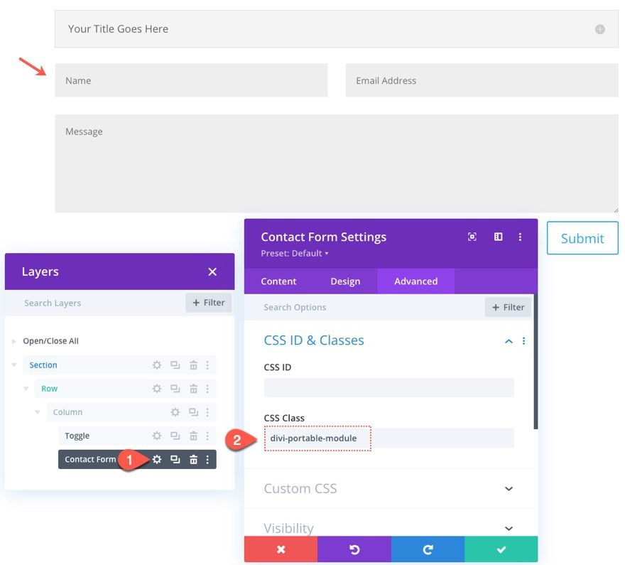 insert divi modules or rows into other modules