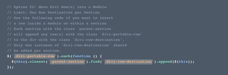 insert divi modules or rows into other modules