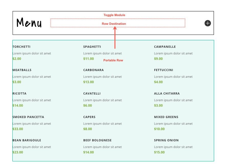 insert divi modules or rows into other modules