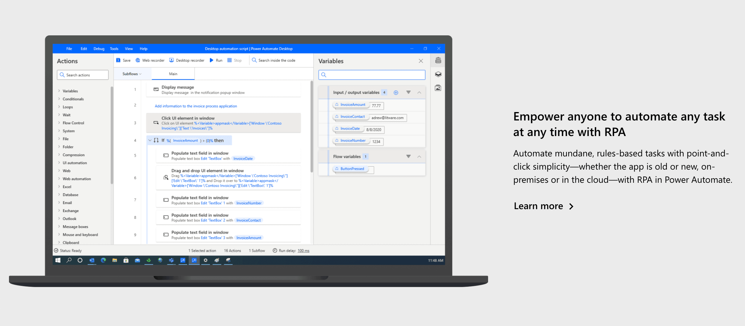 The Microsoft Flow automation tool.