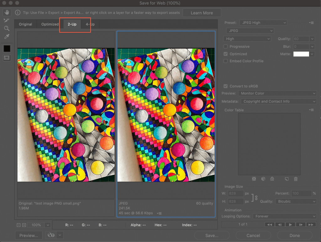 redimensionnement des images dans Photoshop