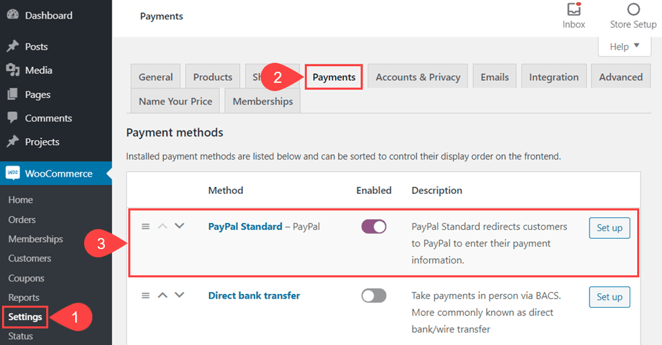 enable paypal in woocommerce