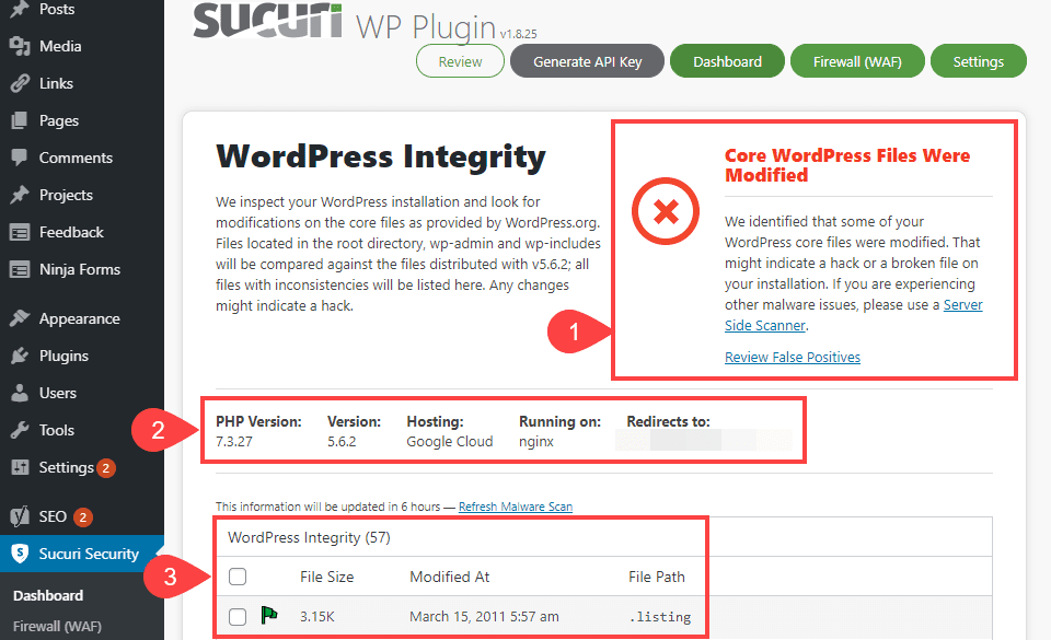 sucuri dashboard