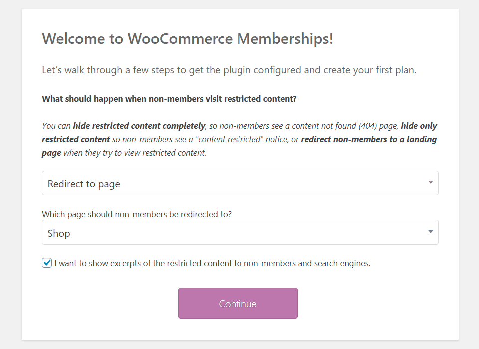 woocommerce membership setup wizard