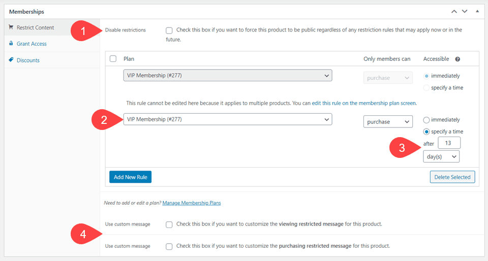 membership product options