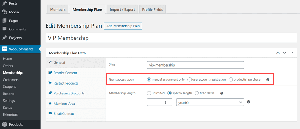 membership setup