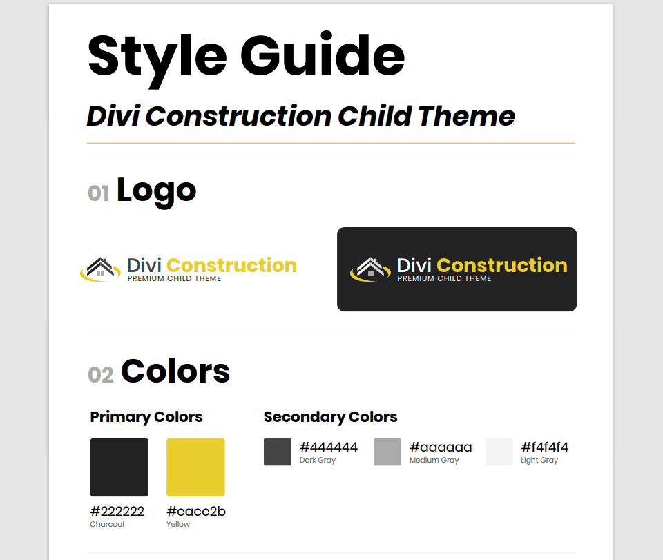 Divi Construction Icons and Style Guide