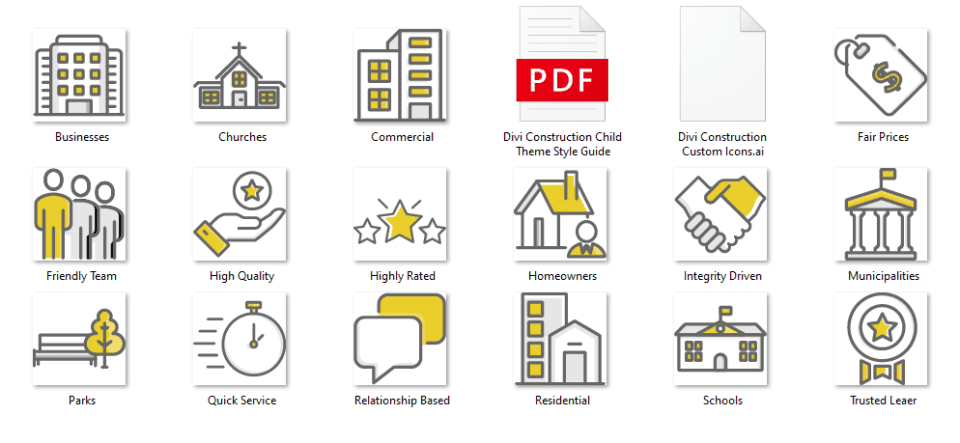 Divi Construction Icons and Style Guide