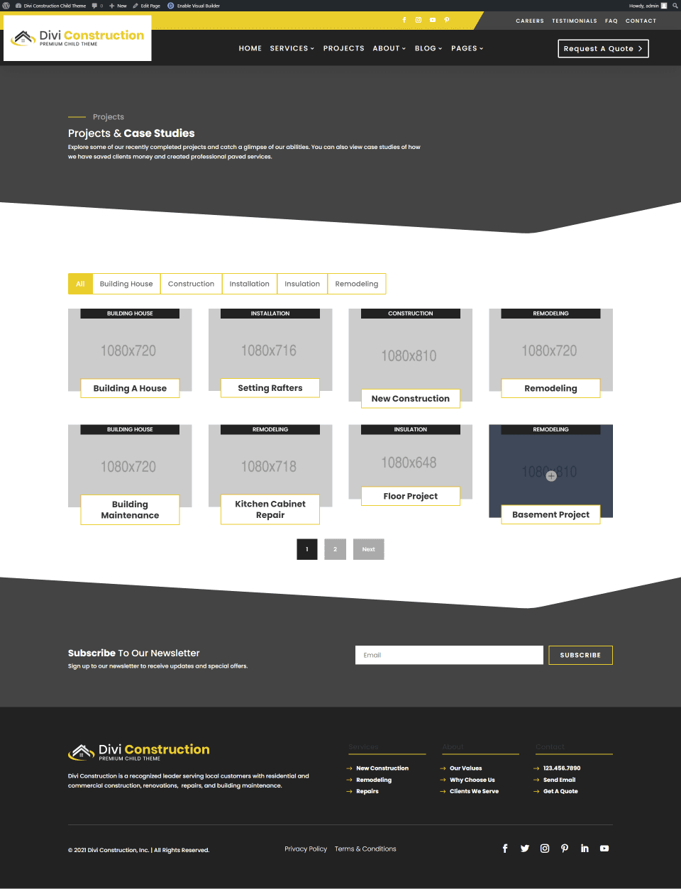 Divi Construction Projects Page